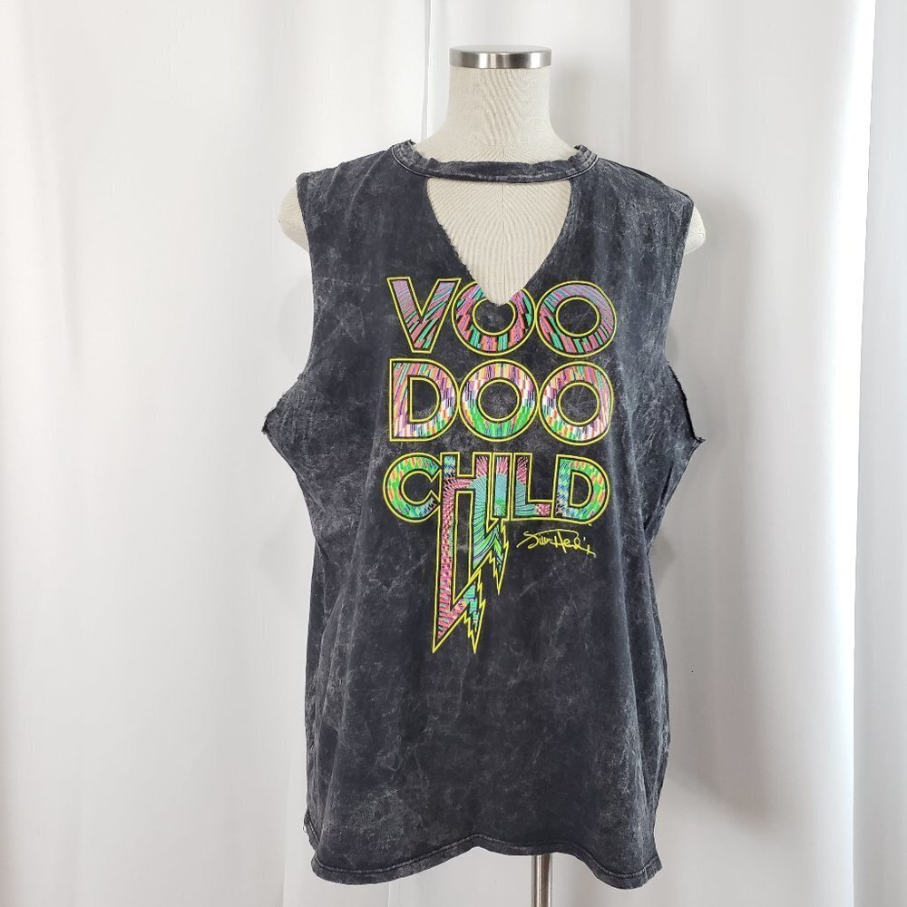 Jimi Hendrix Voo Doo Child Graphic Distressed Muscle Tank XXL